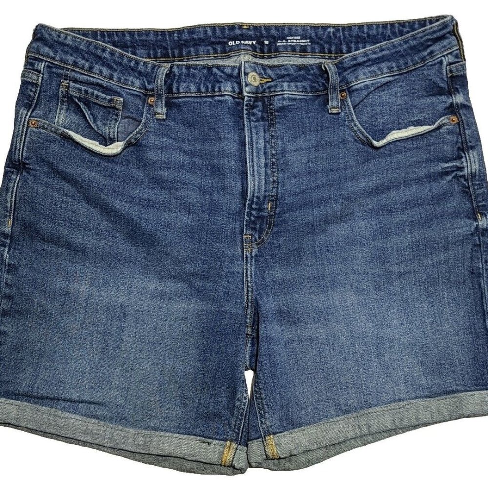 Old Navy Denim Shorts Women's Size 18 Blue OG Straight High Rise Secret Smooth